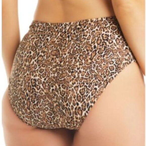 Bar III Cheetah Print High Rise Cut Out Detail Bikini Swim Bottoms Size XL - Picture 3 of 8